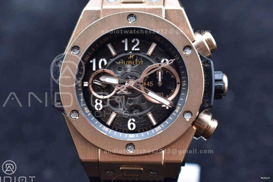 Black RG Edition ZF Big Unico Rubber 1:1 Strap on Hublot Skeleton A1280 Best Dial Bang 0801
